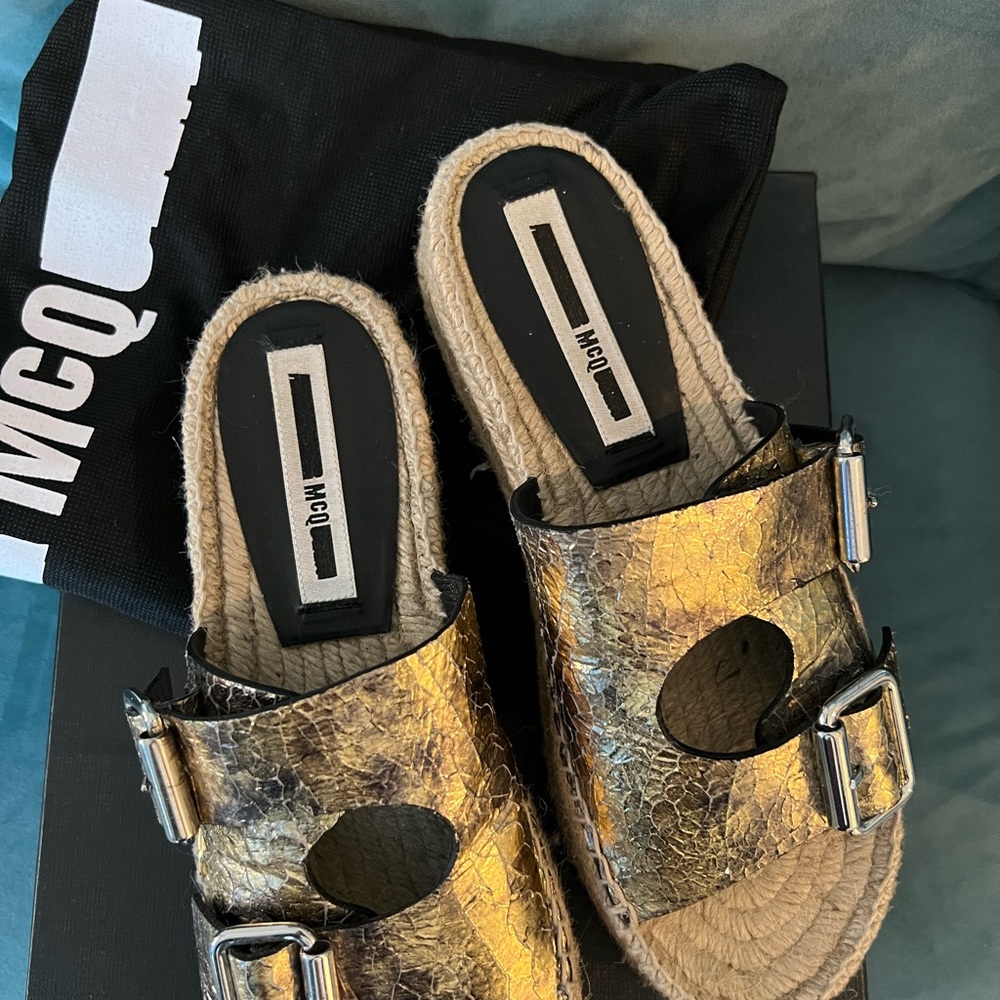 MCQ authentic espadrilles metallic bronze 38